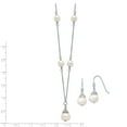 thumbnail image 4 of Sterling Silver Rhodium-plated 9-10mm White Near-Round Freshwater Cultured Pearl 18 inch Necklace and Dangle Earrings Set QG5612SET, 4 of 4