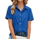 thumbnail image 4 of Camisas de Manga Larga para las Mujeres Suelto Ajuste Solapa Botón de Manga Corta Imitación Túnica de Lino, Camisas de Manga Larga para las Mujeres Bajo Scrubs Blusa Casual, 4 of 7