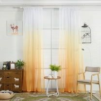 Bouanq Faux Linen Grey Ombre Sheer Curtains - Gradient Semi Voile Grommet Top Window Curtains for Bedroom and Living Room