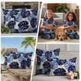 thumbnail image 5 of Blue Palm Leaves Outdoor Waterproof Pillow Covers, Farmhouse Summer Beige Tropical Plants Decorative Rectangle Throw Pillowcase Sofa Cushion Sham for Patio/Couch/Chair, 20"x12" 2 Pack, 5 of 8