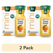 (2 pack) Simply Orange Pulp-Free Orange Juice Bottles, 8 fl oz, 4 Pack