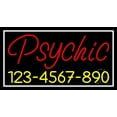 thumbnail image 1 of Red Psychic With Yellow Phone Number LED Neon Sign 13" Tall x 24" Wide - inches Black Square Cut Acrylic Backing, with Dimmer - Bright and Premium built indoor LED Neon Sign for Storefront., 1 of 7