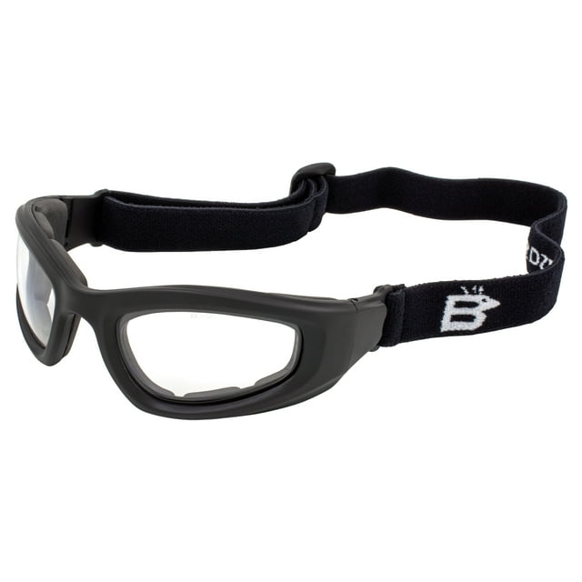 Birdz Eyewear Soar Safety Motorcycle Goggles Black Padded Frame Clear Lenses