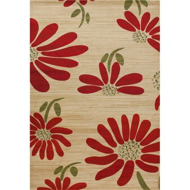 5 x 8 ft. Antigua Collection Spring Daisy Woven Area Rug, Beige
