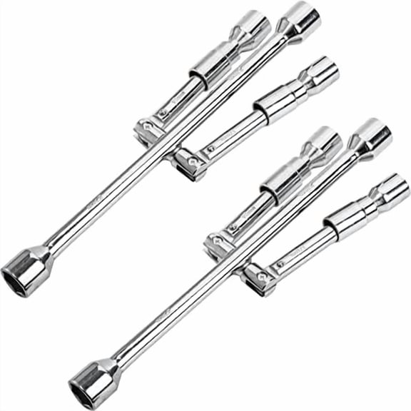 2 Pack 14 Inches Universal Folding Lug Wrench, 4-Way Foldable Cross Wrench, Sliding Lug Wrench