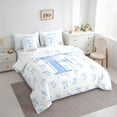 thumbnail image 4 of Castle Fairy Personalized Initial Girl 7-Piece Twin Bedding Sets,Kawaii Bowknot Bedding Comforter Set,Blue White Breathable Sheet Sets,Microfiber Bedroom Decor, 4 of 9