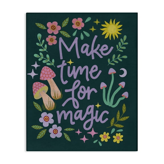 Stupell Industries Time For Magic with Florals Plants & Flowers Painting Wrapped Canvas Art Print Wall Art, 16 x 20