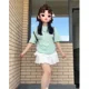 thumbnail image 4 of Camisetas de manga corta de algodón puro de estilo japonés de verano 2024 para mujer, top holgado y versátil de color verde menta fresco, 4 of 5