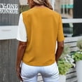 thumbnail image 4 of Askfv Women Button Blouse Casual V-Neck Tunic Shirts Color Block Summer Tops, 4 of 4