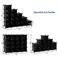 thumbnail image 3 of 16-Cube Plastic Shoe Rack Organizer, Stackable Modular Storage Cabinet for Entryway, Closet, Bedroom, Black, 36" D x 14.2" W x 28"H, 3 of 3