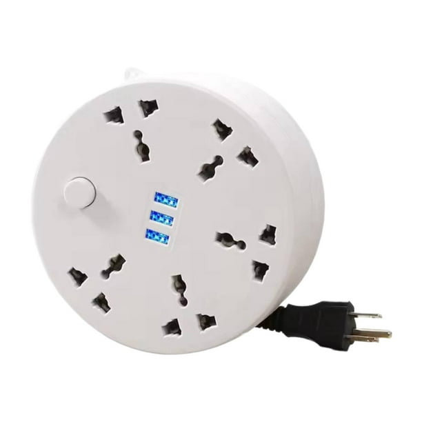 Regleta de enchufes compacta y ligera para mesa de dormitorio y cocina Blanco