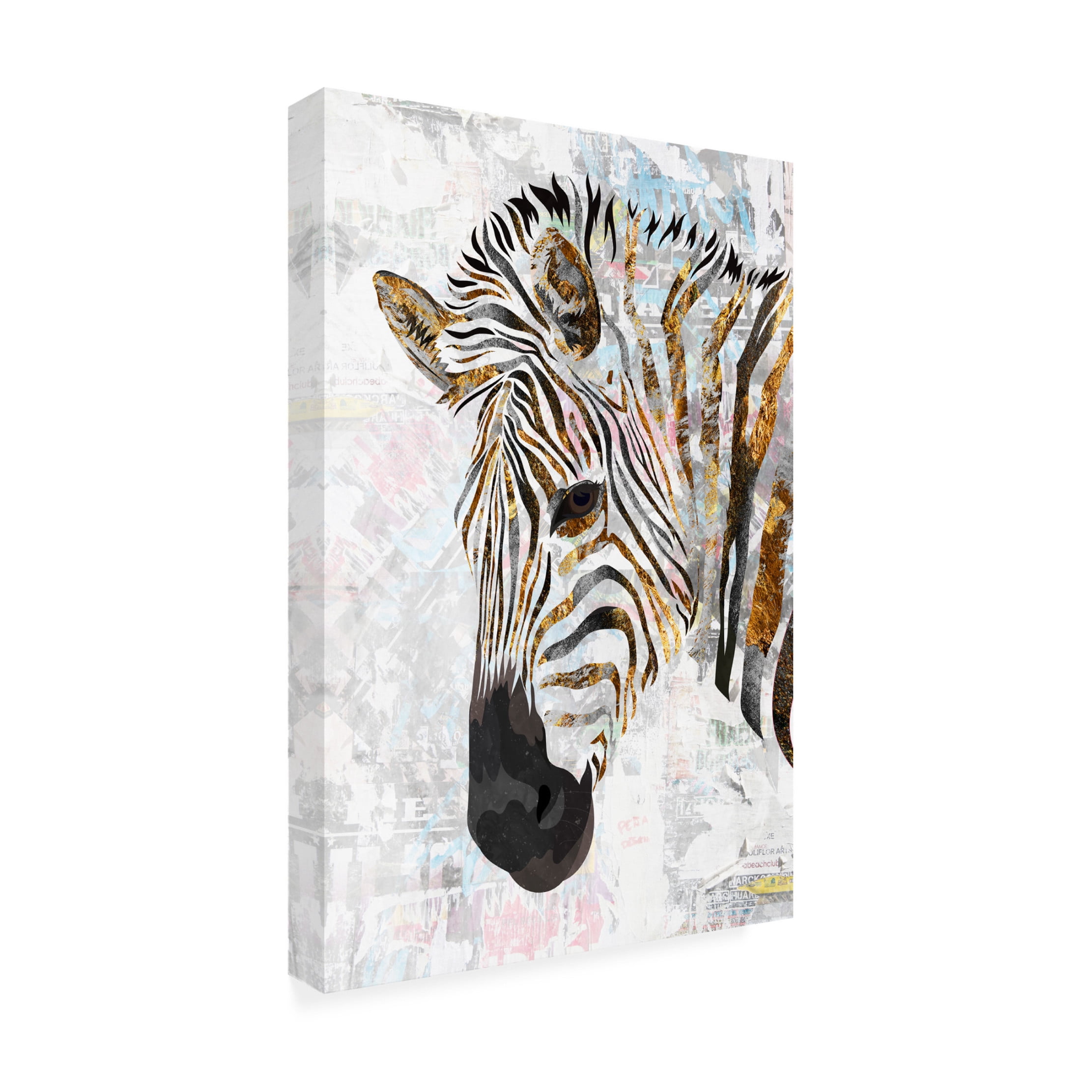 Trademark Fine Art Sarah Manovski Grunge gold zebra Canvas Wall Art