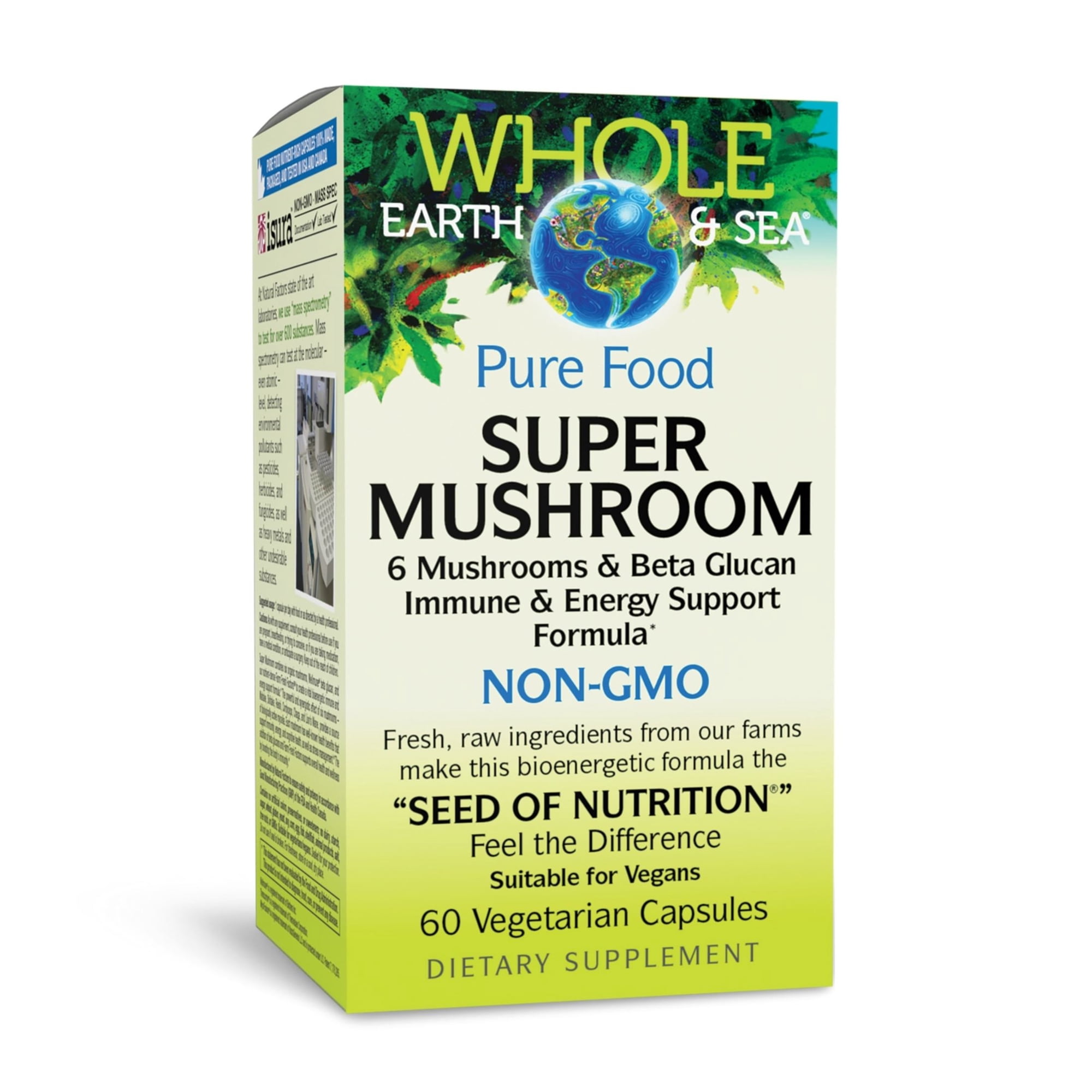 Natural Factors Whole Earth & Sea, Super Mushroom, Whole Food Supplement, Vegan, 60 Vegetarian Capsules