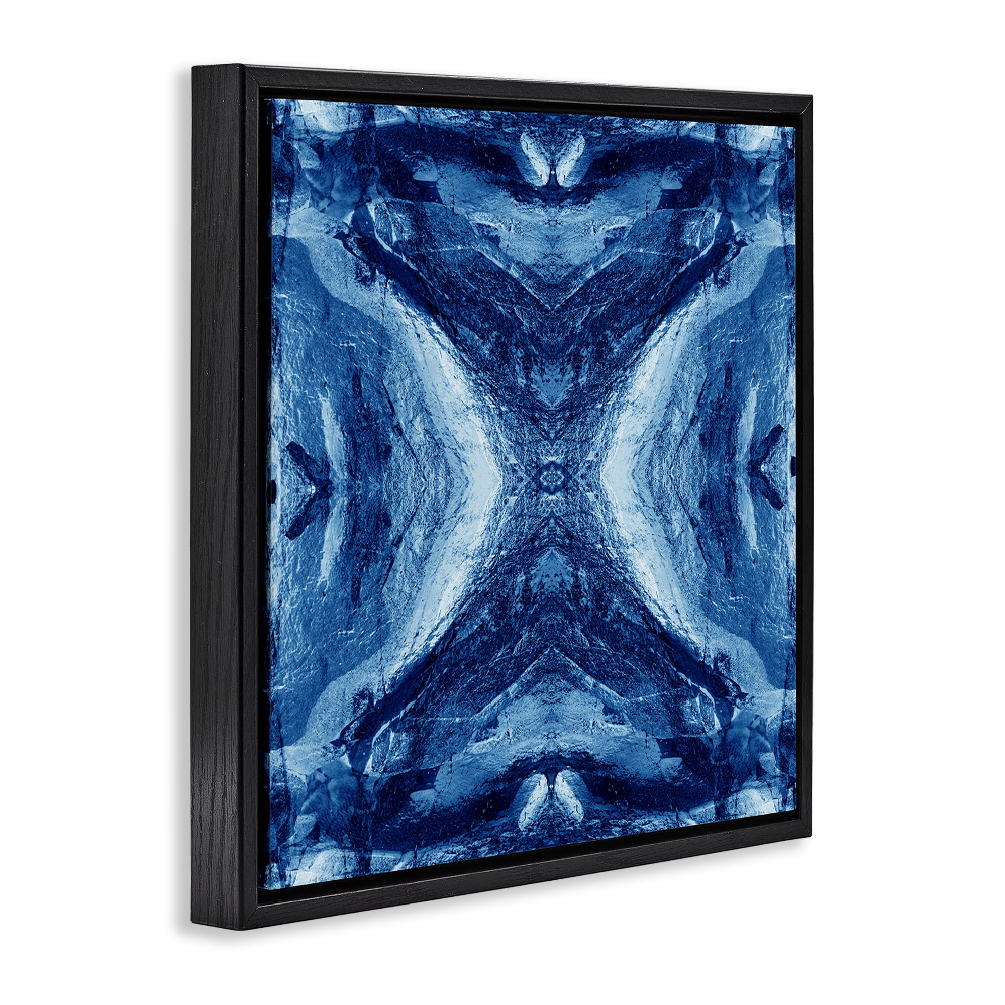 Stupell Industries Rustic Mirrored Motif Abstract Painting Black Floater Framed Canvas Art Print Wall Art, 25 x 25