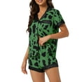 thumbnail image 4 of INSPIRE CHIC Women's Loungewear Sleepwear Button Down Shirt with Shorts Summer Pajama Sets L Green Leopard, 4 of 6