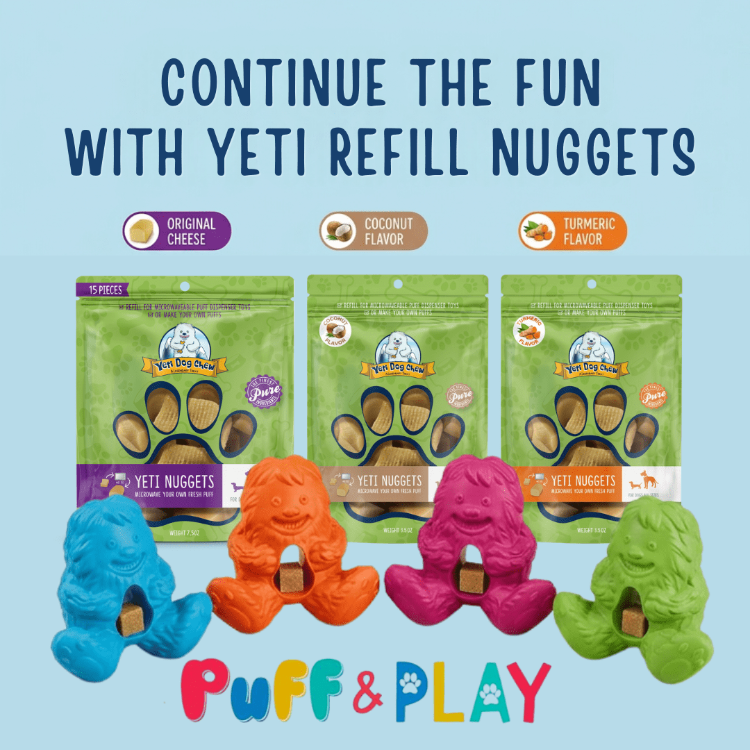 Yeti Puff and Play Interactive Treat Dispensing Dog Toy, Blue