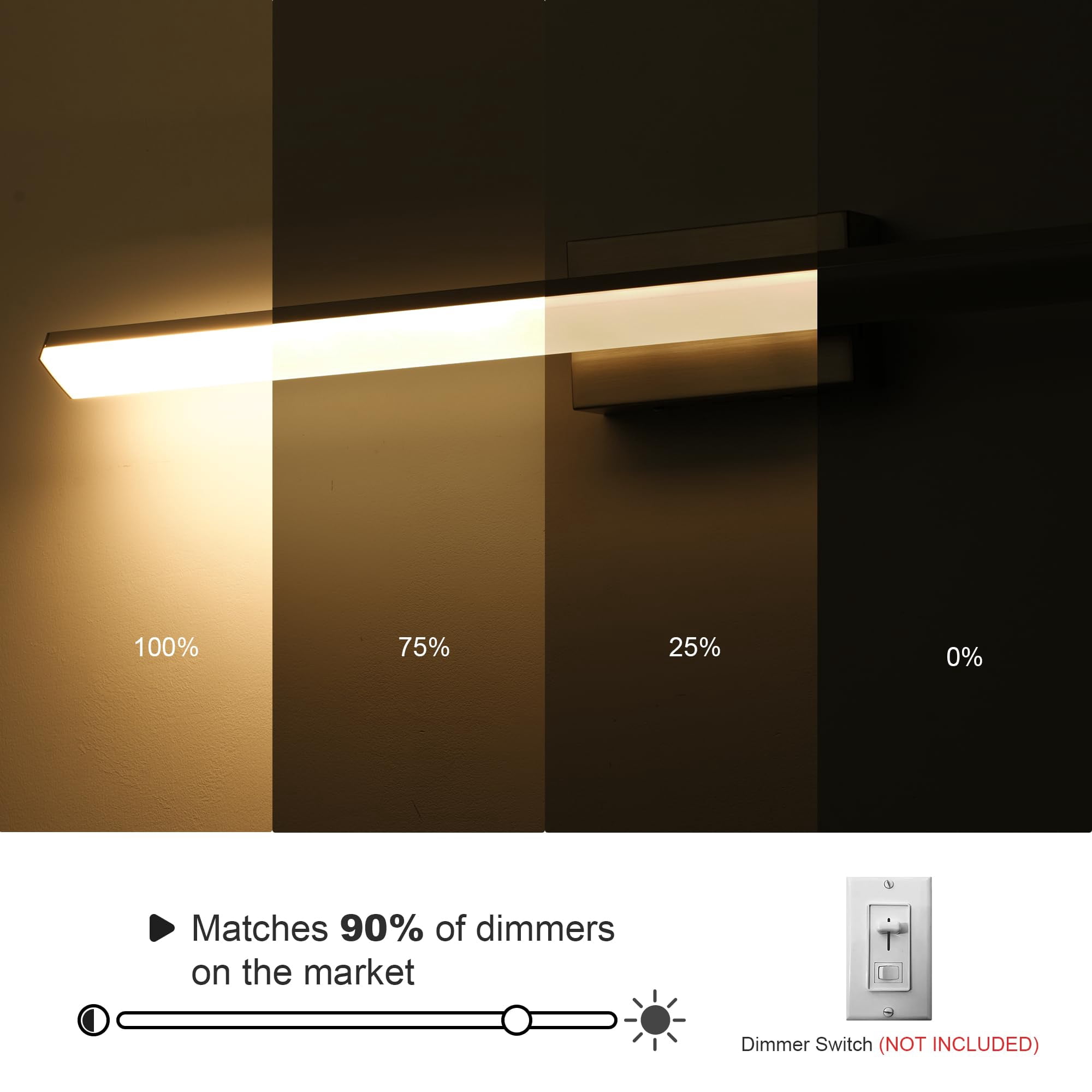 24in 5cct Modern Led Vanity Light For Bathroom Lighting Dimmable 24w Black Painted
