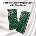 thumbnail image 2 of for Samsung Galaxy S22 Ultra Case with Ring Holder Stand Luxury Glitter Plating Gold Edge 360 Rotation Kickstand Phone Case for Women Shockproof Soft Flexible TPU Protective Cover Case-Green, 2 of 12