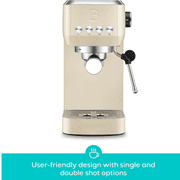 CASABREWS 3700 Essential Espresso Machine, 20 Bar Coffee Maker with PID Temperature Control, Pre-Infusion, Steam Wand & Stainless Steel Design, Cream.