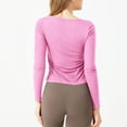 thumbnail image 4 of Scyoekwg Yoga Tops for Women Crew Neck Slim Yoga Sports Fitness Top Loose Lightweight Solid Color Long Sleeve Women Blouses Trendy Pullover (Pink,S), 4 of 4