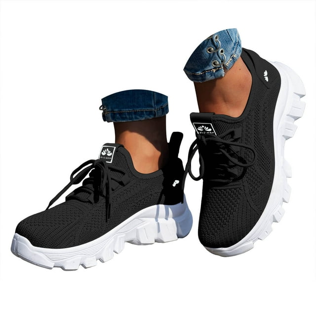 Mepaouo Chaussures de Tennis et de Course pour Femmes, Espadrilles Décontractées Respirantes à Plateforme, Tricotées, pour Infirmières, Travail et Marche