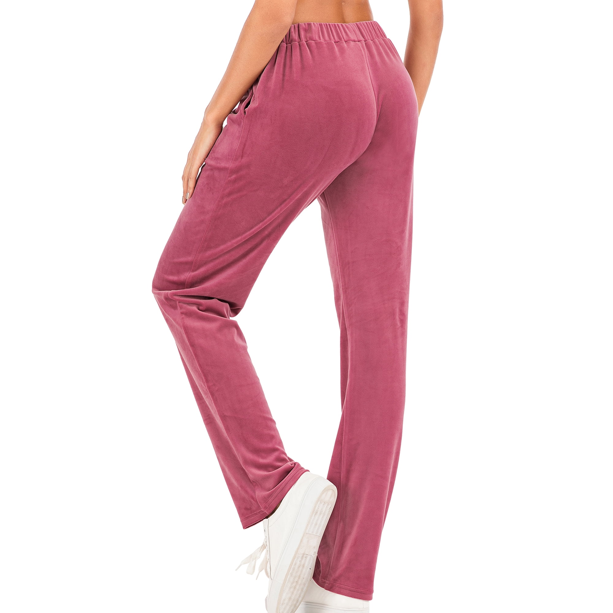 SAYFUT Women Velvet Velour Joggers - Solid Basic Premium Soft