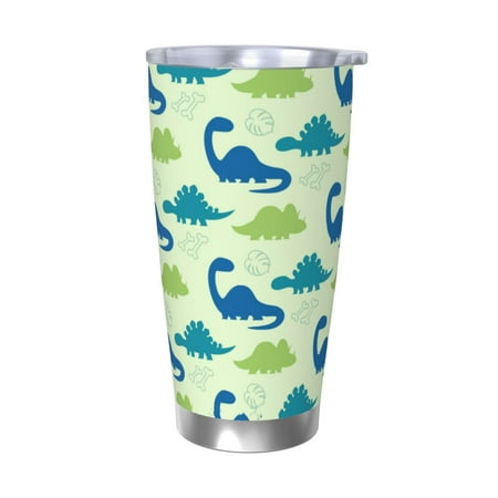 

Zeuib Cute Dinosaur Blue Green Printed 20oz Stainless Steel Insulated Car Cup Stainless Steel Thermal Cup Vacuum Insulated Leak-proof Travel Mug Cup-Without Straw
