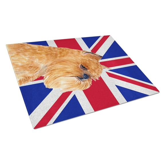 Caroline's Treasures Brussels Griffon with English Union Jack British Flag Glass Cutting Board Large Size