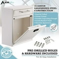 thumbnail image 4 of AdirOffice White Medium Secure Drop Box Wall Mounted Locking Mail Box Drop Box with Key and Combination lock, 4 of 8