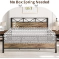 thumbnail image 4 of LIKIMIO Queen Bed Frame, Tall Industrial Headboard 51.2 ", Platform Bed Frame with Strong Metal Support, Solid and Stable, Noise Free, No Box Spring Needed, Easy Assembly, Vintage Brown, 4 of 18