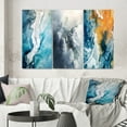 thumbnail image 1 of Designart "Arctic Glacier Landscape Aerial Perspective I" Glacier Wall Art Set Of 3 - Country Blue Canvas Set For Living Room Decor, 1 of 6