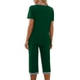 thumbnail image 5 of Besolor Womens Summer Pajama Sets Casual V Neck Short Sleeve Tops and Capris Pants 2 Piece Ooutfit Sleepwear Pjs, 5 of 7