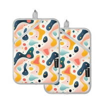 ALAZA Pink and Blue Pot Holders Set of 2 Heat Resistant Kitchen Oven Mitts