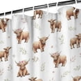 thumbnail image 3 of White Highland Cow Flower Pattern Shower Curtain 72"x72" ,Bathroom Decorative Shower Curtains Set with 12 Hooks,Modern Waterproof Washable Shower Curtain, 3 of 6