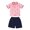 Pink, variant on LYMAYTER Kids Toddler Cotton T-Shirt 2PCS Outfit Toddler Cute Cartoon Short Sleeve Tops Shorts Tees Sets for 2-7 T