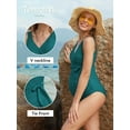thumbnail image 5 of Ecavus Maternity Swimsuit One Piece V Neck Bowknot Swimwear Peacock Blue XL, 5 of 6