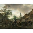 thumbnail image 2 of Isaac van Ostade 18x14 Black Ornate Wood Framed Double Matted Museum Art Print Titled - The Halt at the Inn (1645), 2 of 5