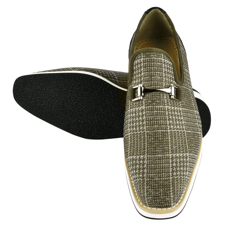 LIBERTYZENO Mens Classic Formal Shoes Slip On Loafers, Olive 