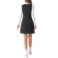 thumbnail image 3 of Vestido de Tweed INSPIRE CHIC sin mangas con escote cuadrado y botones, vestido tipo pinafore A-Line para mujer, color negro, 3 of 6