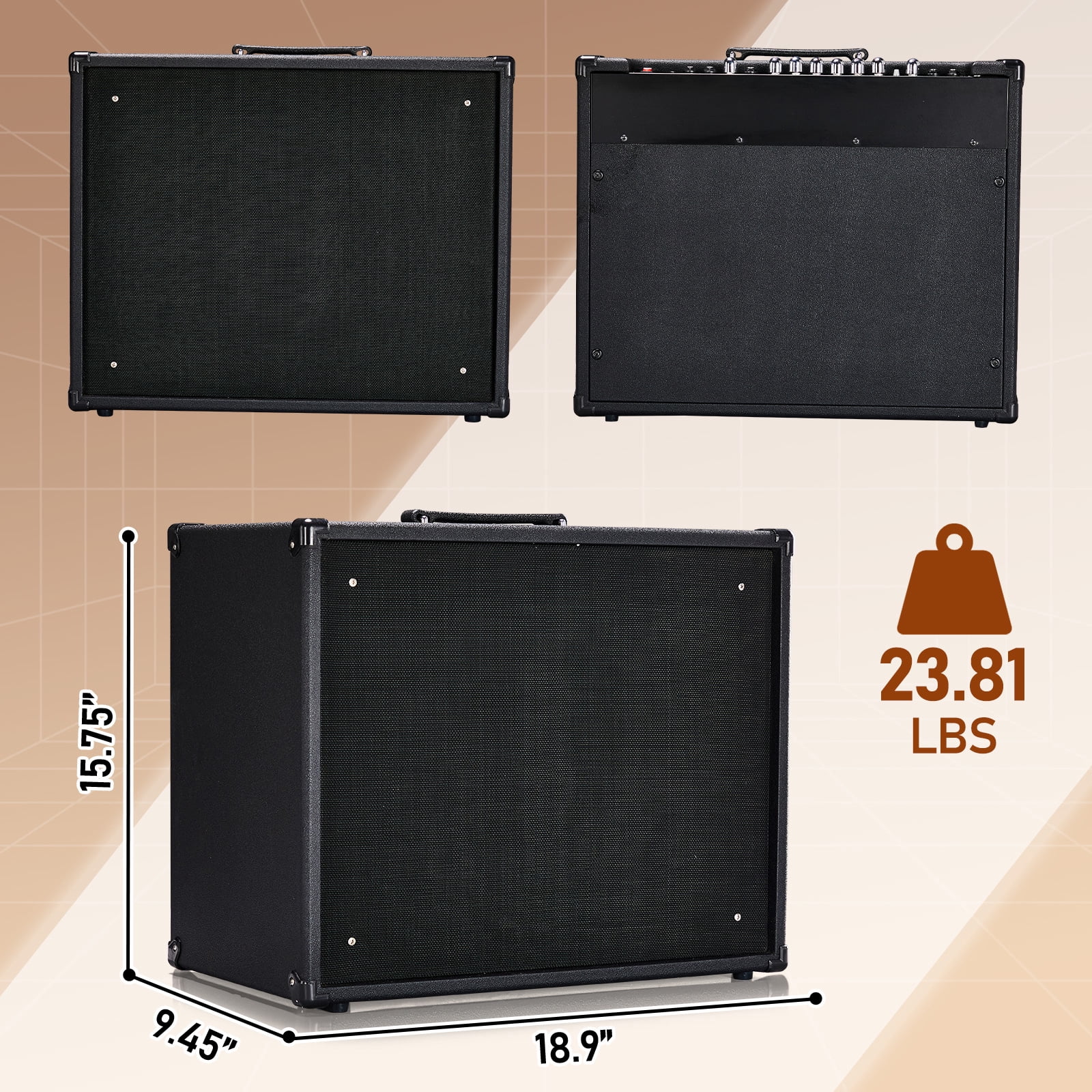 Ktaxon 50W Electric Guitar Amplifier with 10" Speaker, Headphone Output & AUX Input – Portable Practice Amp for Beginners, Black