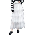 thumbnail image 2 of Liacowi Women's Tulle A-Line Skirt, Elastic High Waist Solid Color Ruffled Mid-Length Cake Skirt for Party, 2 of 9