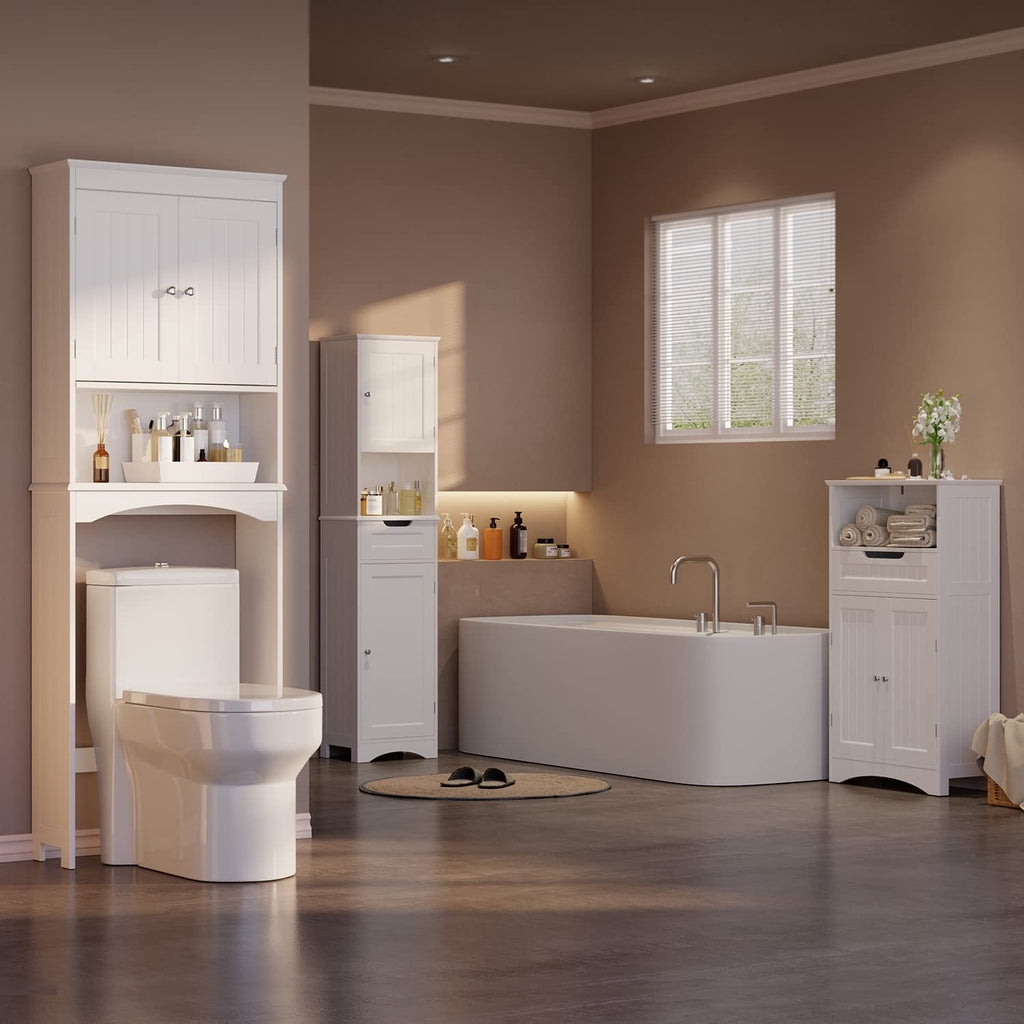 Aiho Over The Toilet Storage Cabinet, Bathroom Shelf Over Toilet, Bathroom Storage Cabinet Organizer - White