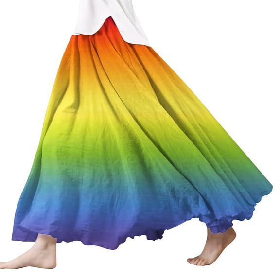 SNOWSONG Fall Skirts for Women 2024 Women's Fashion Linen Scalloped Hem Half-Length Skirt, Midi Skirts, Boho Skirts, Floral Skirt 1PC bustle skirt Blue L