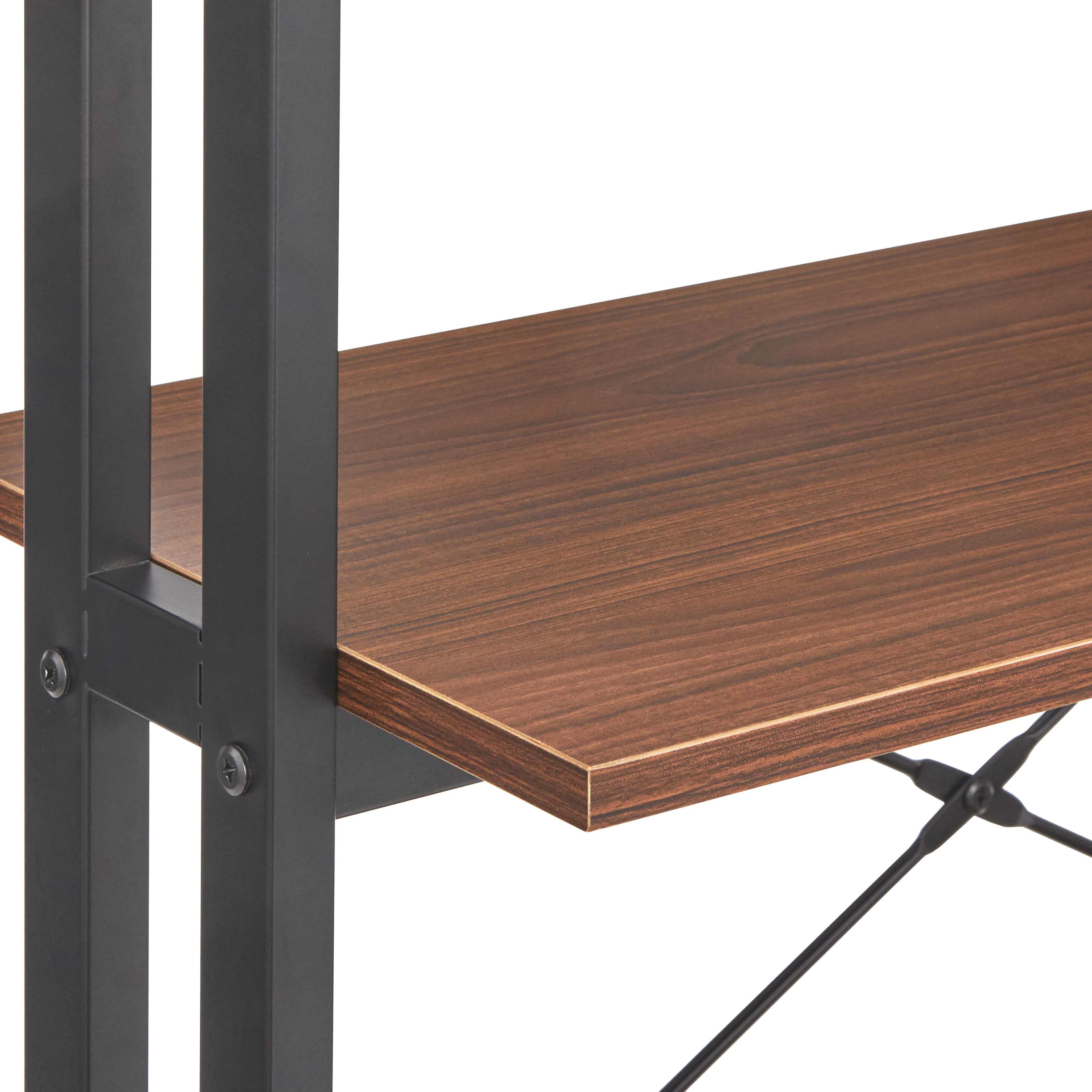 TMS Connection 4-Tier Medium Wood Bookshelf, Walnut Finish for Adults