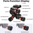 thumbnail image 6 of K&F CONCEPT Upgraded Gimbal Tripod Head, All-Cnc Aluminum Alloy Gimbal Head, Precise Horizontal and Vertical Adjustment Tripod Head, 44.09lbs/20kg Load Capacity, 6 of 13