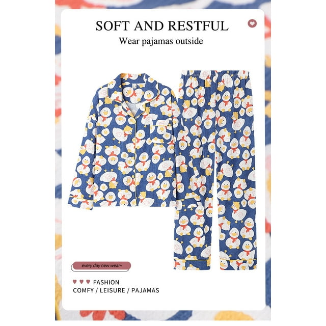 REDHOTYPE Ensemble de Pyjama pour Femmes Manches Longues Vêtements de Nuit Robe de Détente
