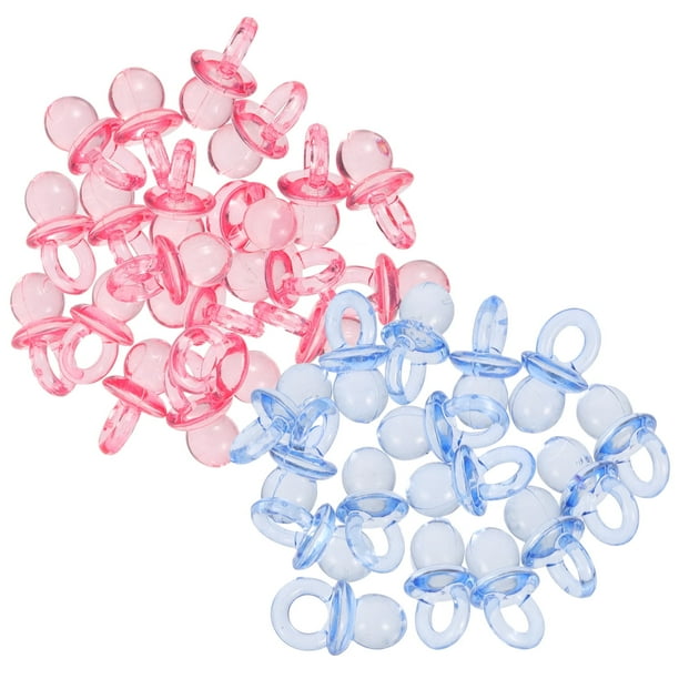 KAKOWELY 200 mini chupetes acrílicos para decoración de baby shower, adornos para mesa, recuerdos de fiesta para revelar el género, juego para baby shower para niños y niñas.