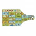 thumbnail image 1 of Science Cutting Board, Zoo Alphabet Design Colorful Style Funny Cartoon Animals, Decorative Tempered Glass Cutting and Serving Board, Wine Bottle Shape, Multicolor, by Ambesonne, 1 of 1