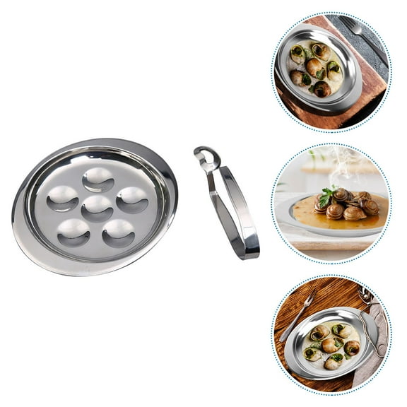 2Pcs Stainless Steel Escargot Dish Heat Resistant Snail Clamp Baking Dish