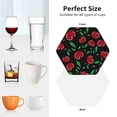 thumbnail image 6 of Lsque Cherry Pattern 4" Drink Coasters Set of 4, PVC Leather Absorbent Coasters, Table Coaster Set Decorative Coffee Cup Coasters Housewarming Gift -Hexagon, 6 of 6